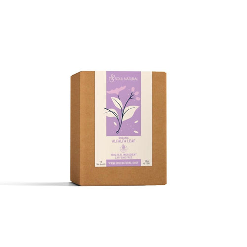 Image of a box of organic alfalfa leaf tea